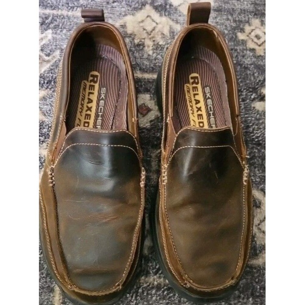 Skechers Shoes Mens 10.5 Brown Slip-ins Slip-Ons Leather Comfort SN64440